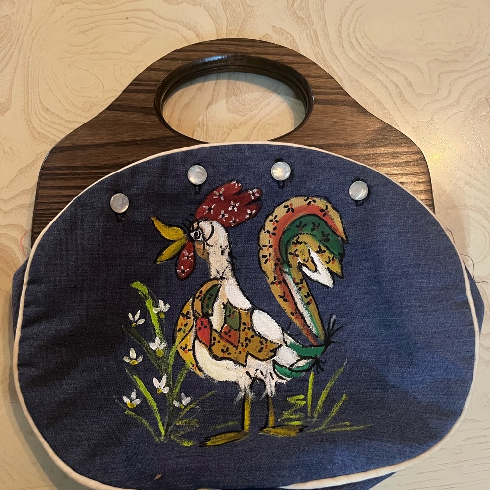 Tailor Vintage Blue Rooster Clutch